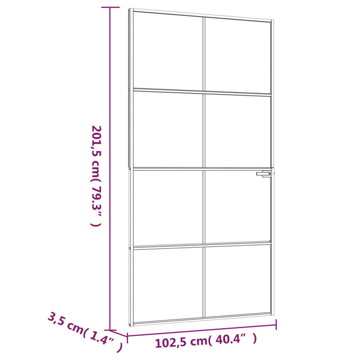 Ușă de interior negru 102x201,5cm sticlă securiz./aluminiu slim