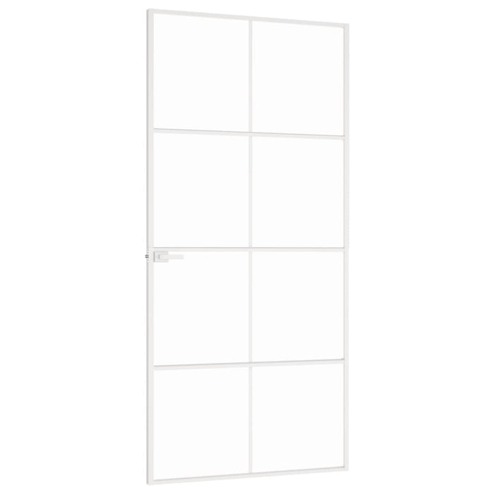 Ușă de interior alb 93x201,5 cm sticlă securiz. / aluminiu slim