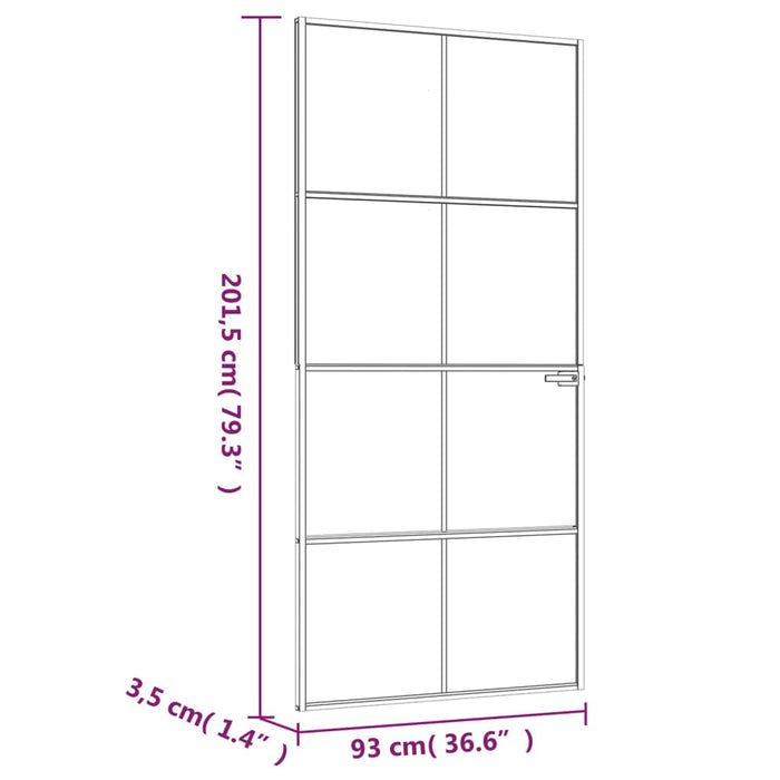 Ușă de interior alb 93x201,5 cm sticlă securiz. / aluminiu slim