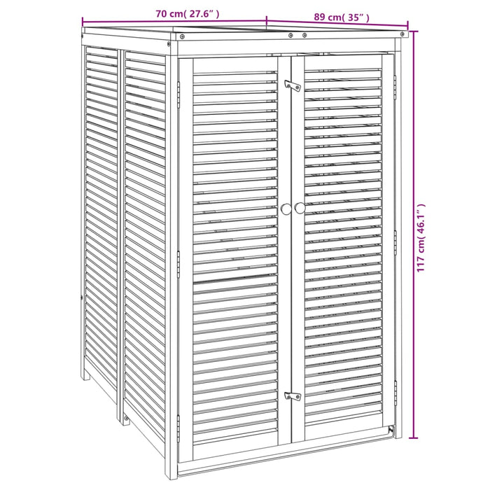 Magazie pubelă gunoi unică, 70x89x117 cm, lemn masiv de acacia