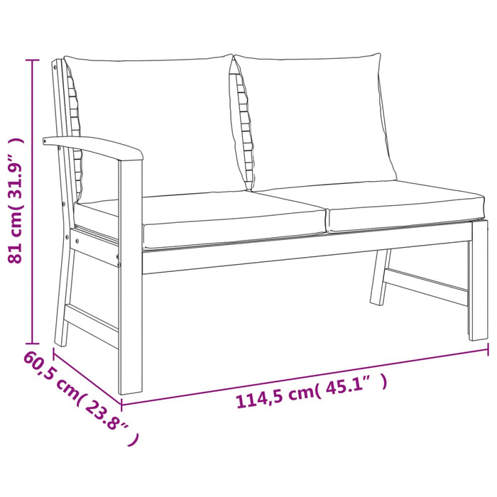 Set mobilier de grădină cu perne, 4 piese, lemn masiv de acacia