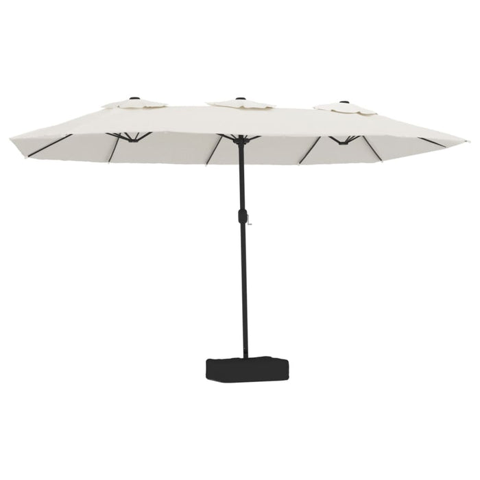 Umbrelă de soare cu două capete cu LED, alb nisipiu, 449x245 cm