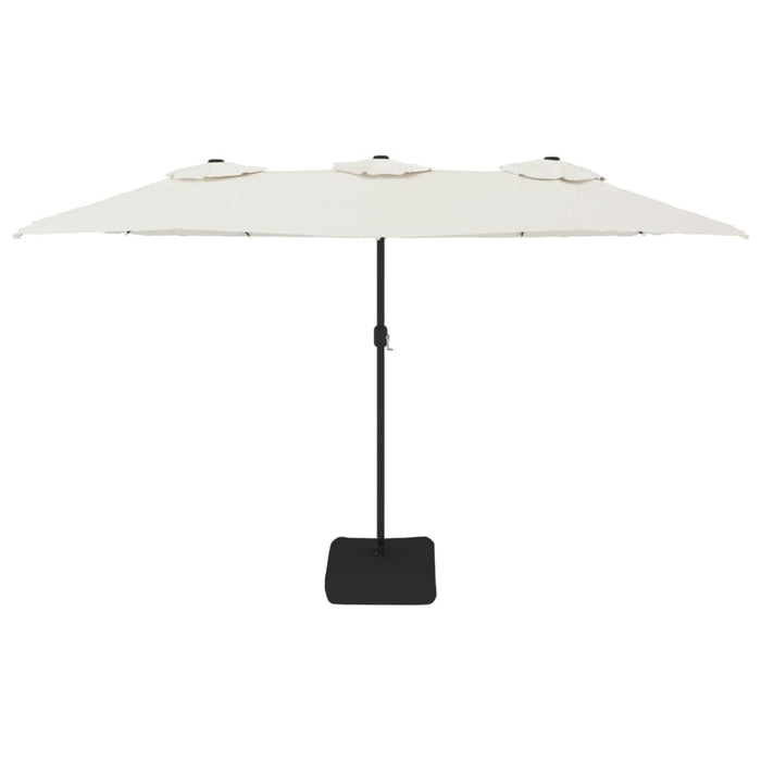 Umbrelă de soare cu două capete cu LED, alb nisipiu, 449x245 cm