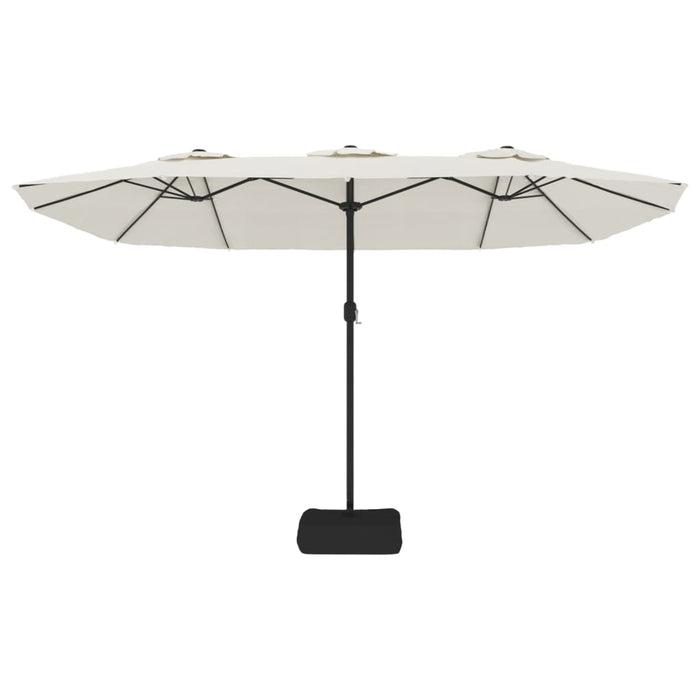 Umbrelă de soare cu două capete cu LED, alb nisipiu, 449x245 cm