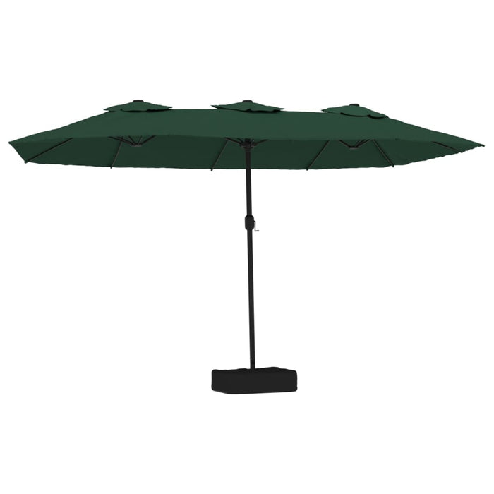 Umbrelă de soare cu două capete cu LED-uri, verde, 449x245 cm