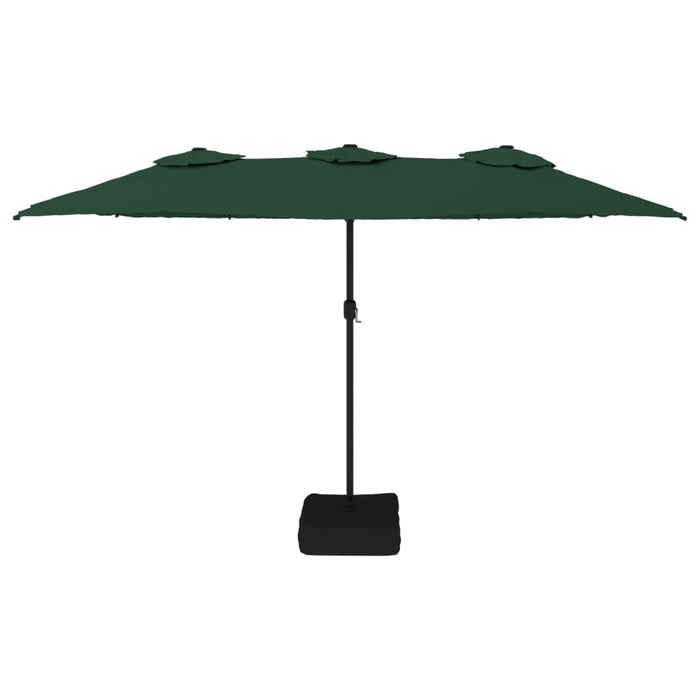 Umbrelă de soare cu două capete cu LED-uri, verde, 449x245 cm