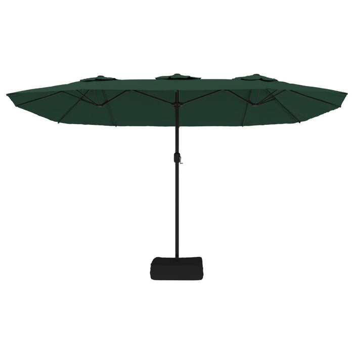 Umbrelă de soare cu două capete cu LED-uri, verde, 449x245 cm