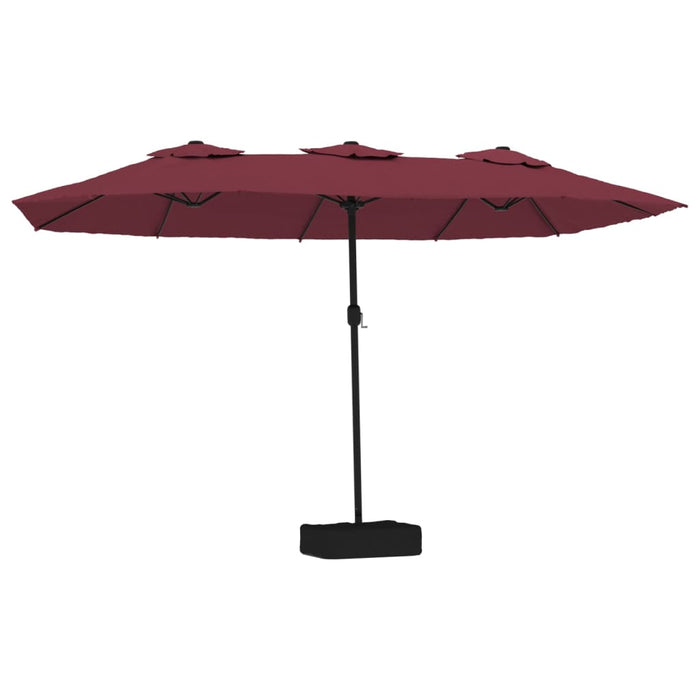 Umbrelă de soare două capete, cu LED-uri, roșu bordo 449x245 cm