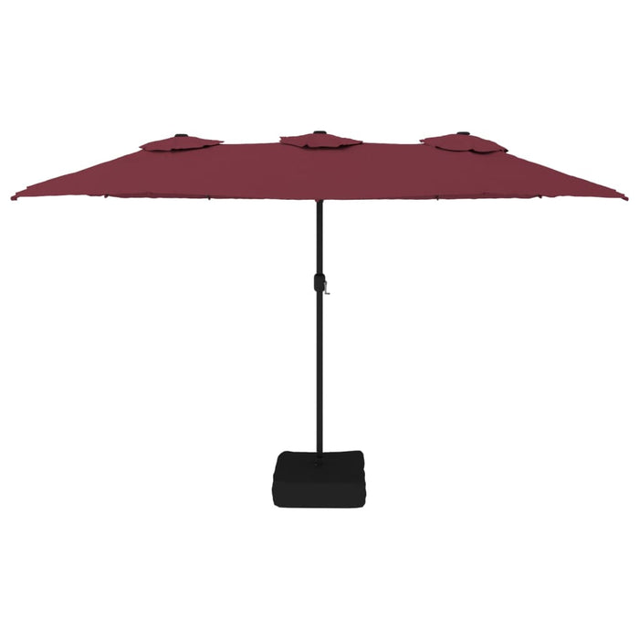 Umbrelă de soare două capete, cu LED-uri, roșu bordo 449x245 cm