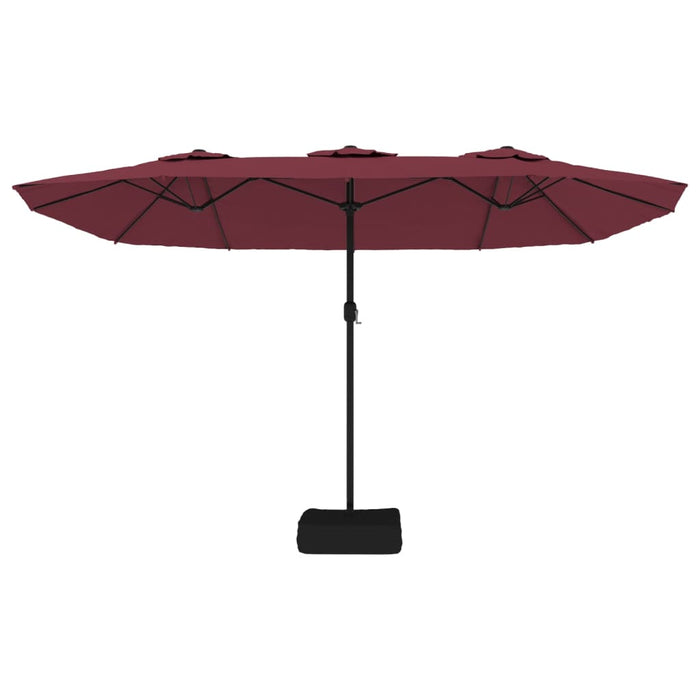 Umbrelă de soare două capete, cu LED-uri, roșu bordo 449x245 cm