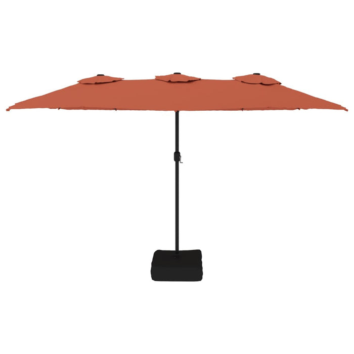 Umbrelă de soare cu două capete cu LED, cărămiziu, 449x245 cm