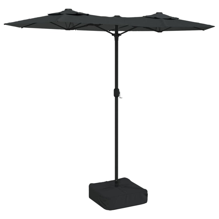 Umbrelă de soare cu două capete cu LED-uri antracit, 316x240 cm