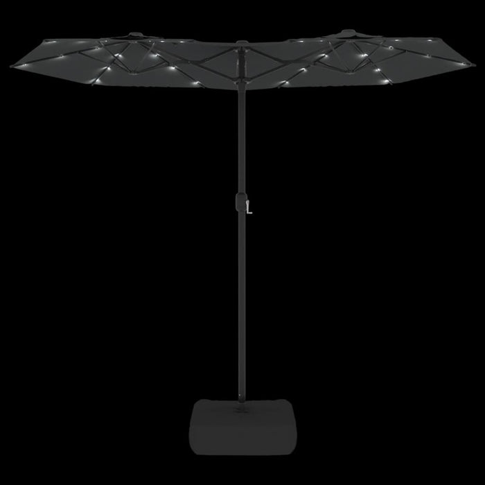 Umbrelă de soare cu două capete cu LED-uri antracit, 316x240 cm