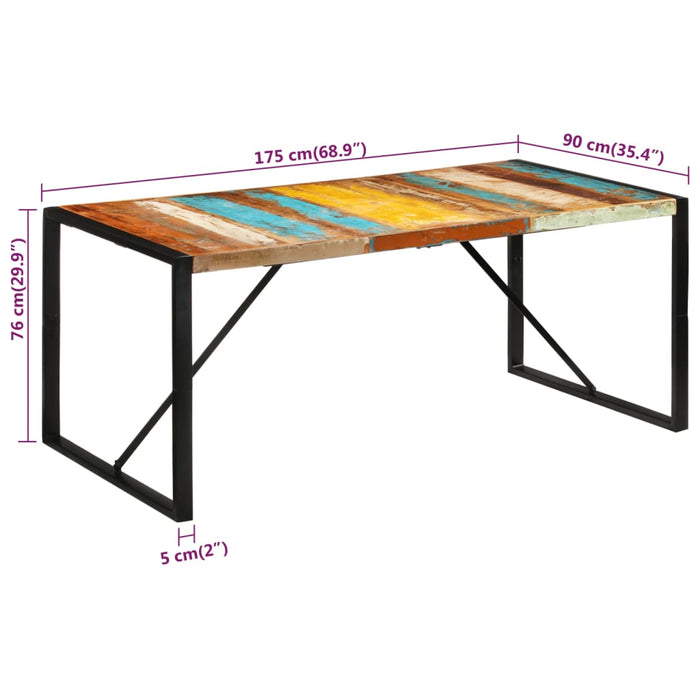 Masă de bucătărie, 175x90x76 cm, lemn masiv reciclat