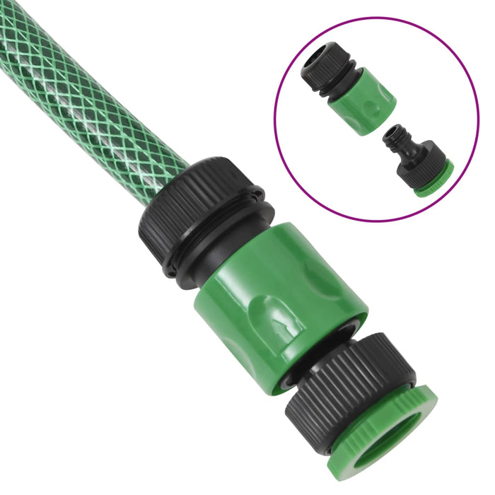 Furtun de grădină cu set de racorduri, verde, 0,5", 30 m, PVC