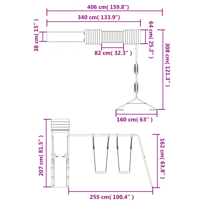 Set de joacă pentru exterior, lemn de pin impregnat