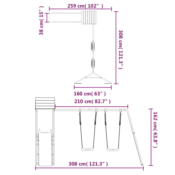 Set de joacă pentru exterior, lemn de pin impregnat