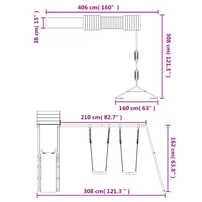 Set de joacă pentru exterior, lemn de pin impregnat