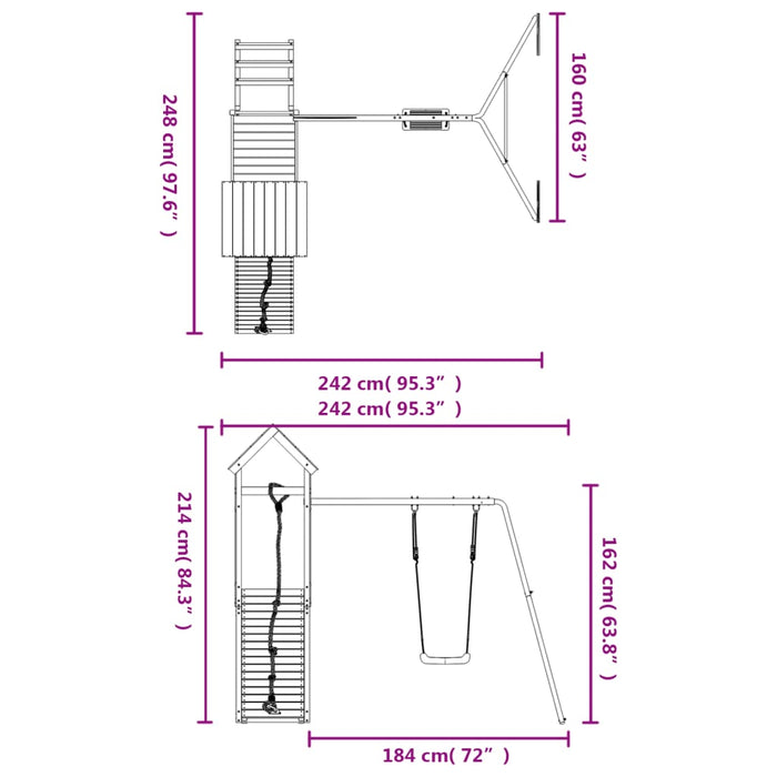 Set de joacă pentru exterior, lemn masiv de pin