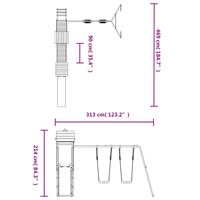 Set de joacă pentru exterior, lemn de pin impregnat