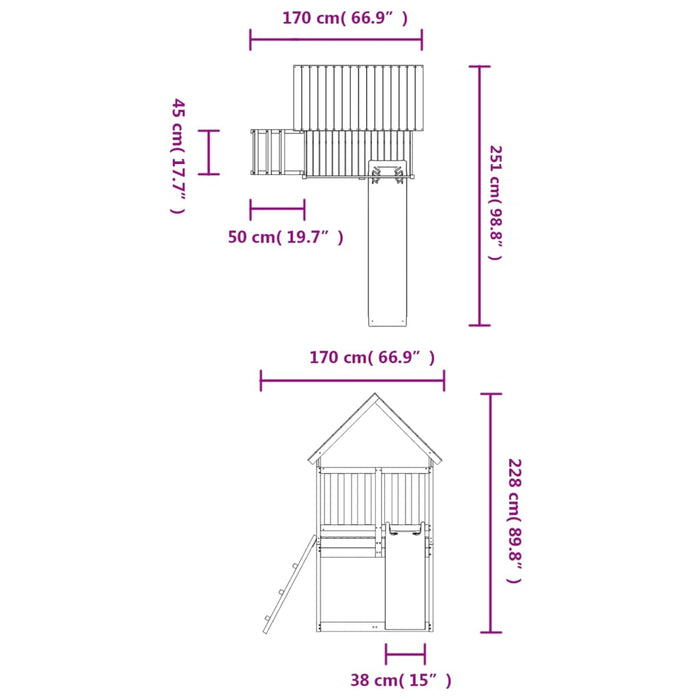 Set de joacă pentru exterior, lemn masiv de pin