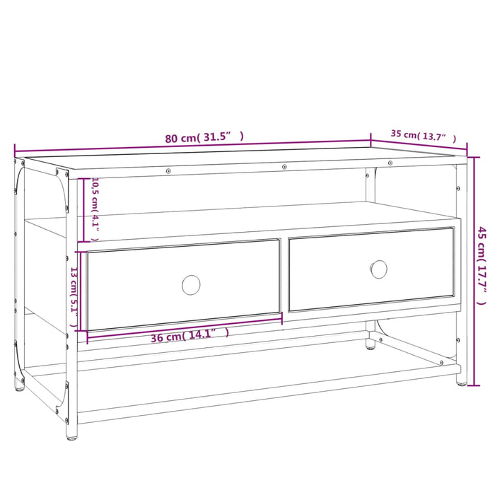 Dulap TV, stejar sonoma, 80x35x45 cm, lemn prelucrat