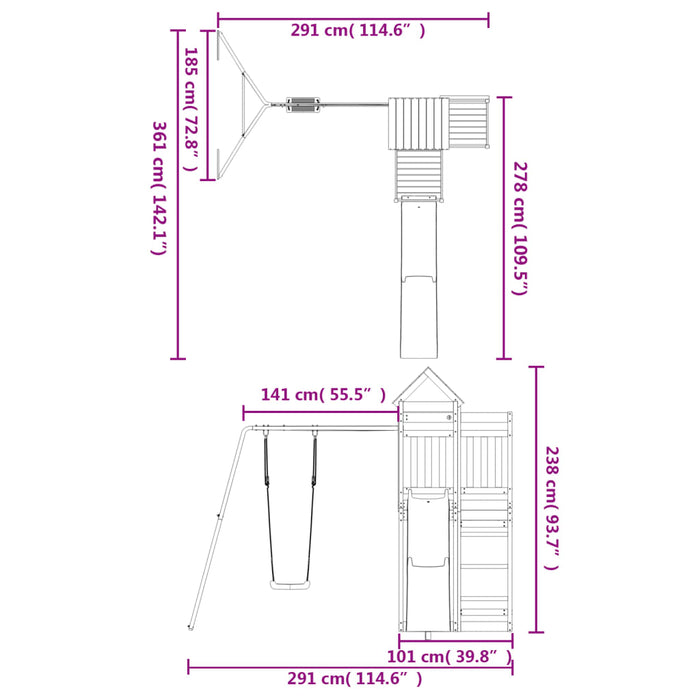 Set de joacă pentru exterior, lemn de pin impregnat