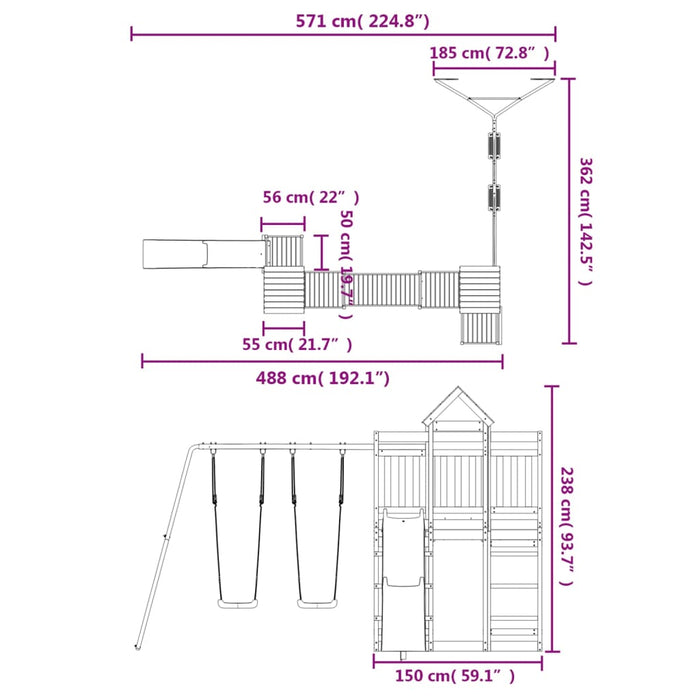 Set de joacă pentru exterior, lemn de pin impregnat