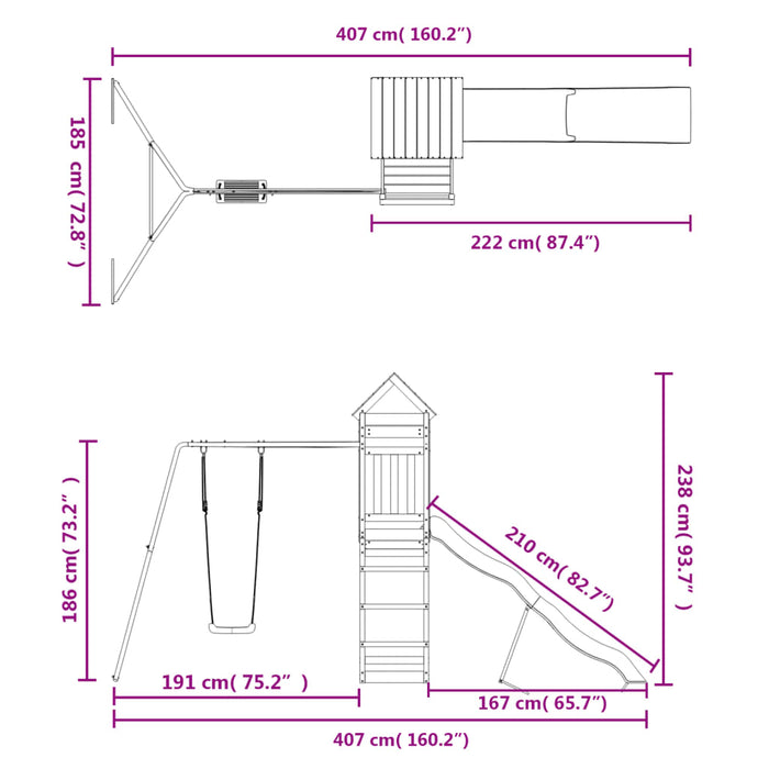 Set de joacă pentru exterior, lemn de pin impregnat