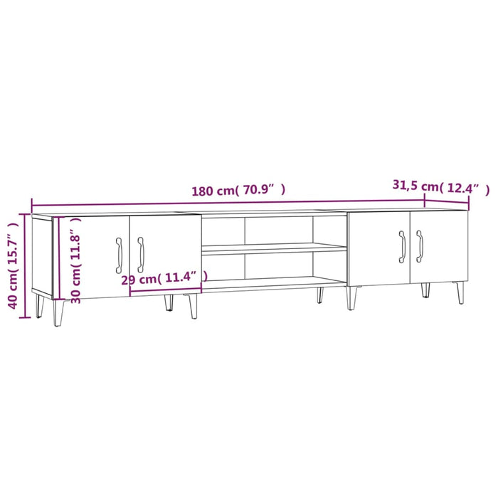 Comodă TV, gri beton, 180x31,5x40 cm, lemn prelucrat