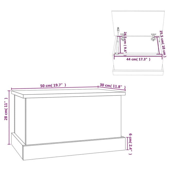 Cutie de depozitare, alb extralucios 50x30x28 cm lemn prelucrat