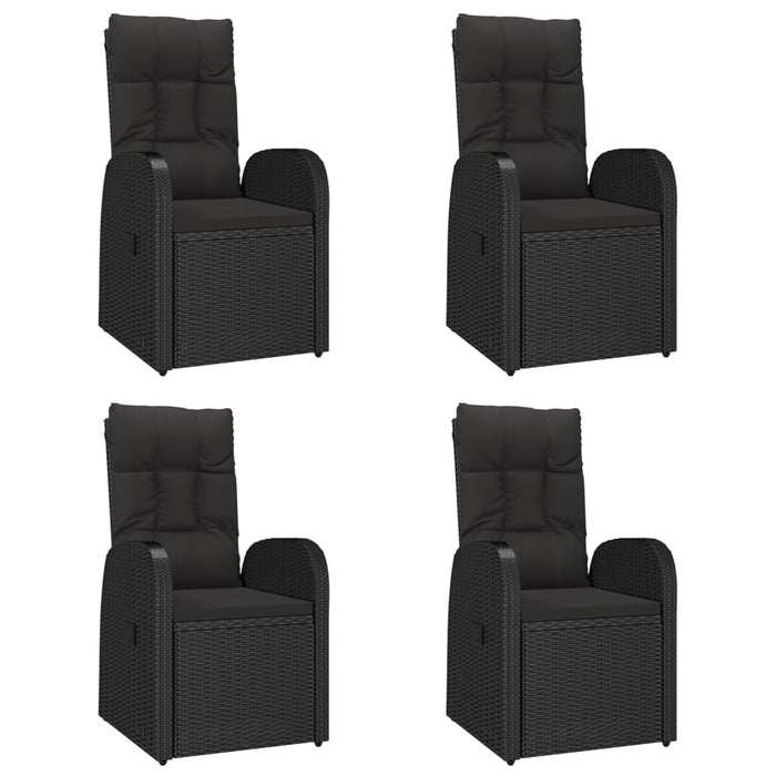 Set mobilier de grădină cu perne, 5 piese, negru, poliratan