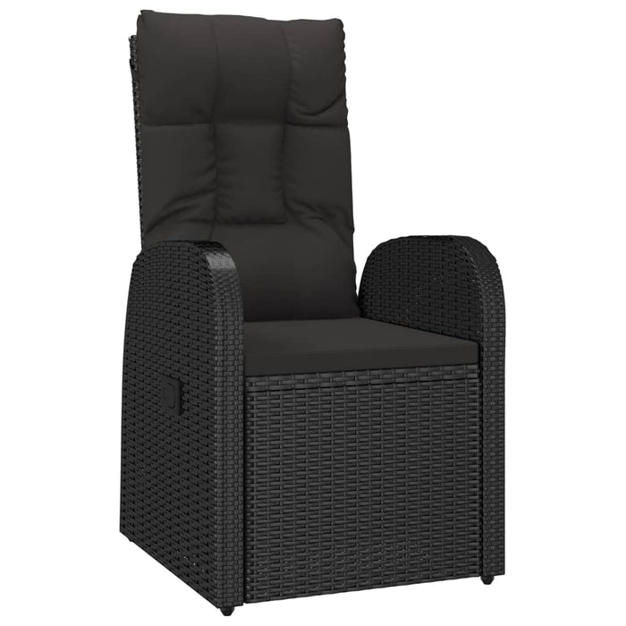 Set mobilier de grădină cu perne, 5 piese, negru, poliratan