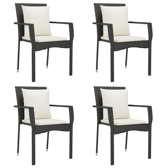 Set mobilier de grădină cu perne, 5 piese, negru, poliratan