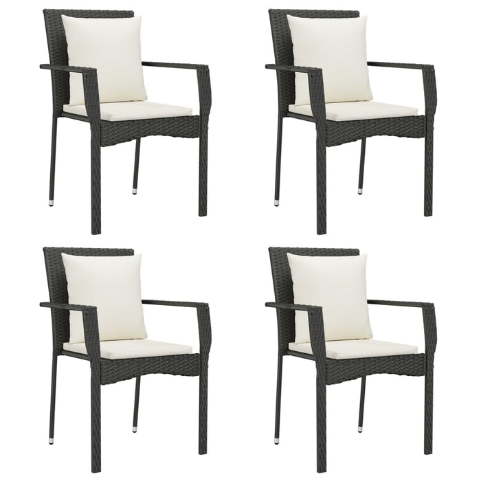 Set mobilier de grădină cu perne, 5 piese, negru, poliratan