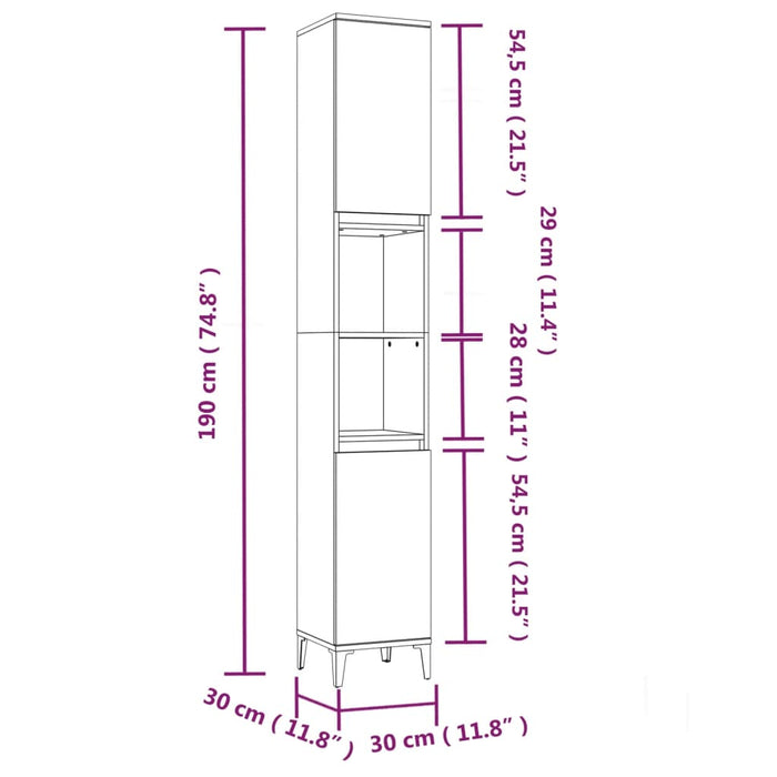 Set mobilier de baie, 3 piese, gri sonoma, lemn prelucrat