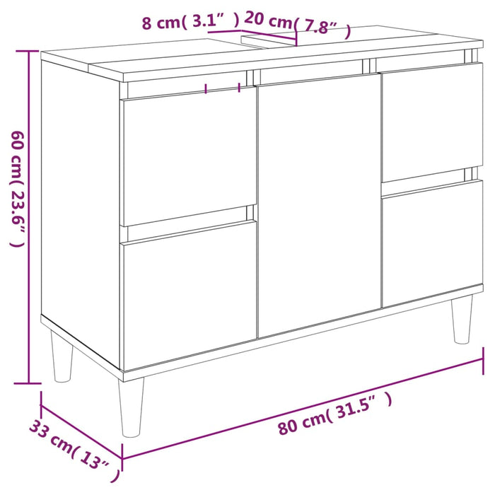 Set mobilier de baie, 3 piese, alb, lemn compozit