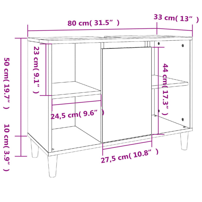 Set mobilier de baie, 3 piese, gri beton, lemn compozit