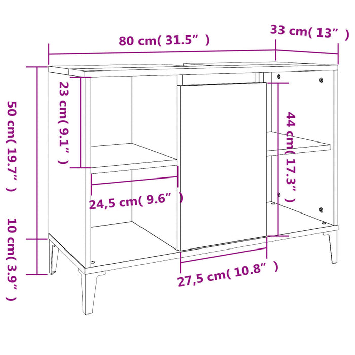 Set mobilier de baie, 3 piese, negru, lemn compozit