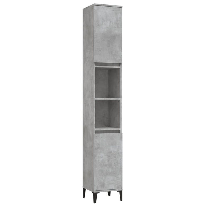 Set mobilier de baie, 3 piese, gri beton, lemn compozit