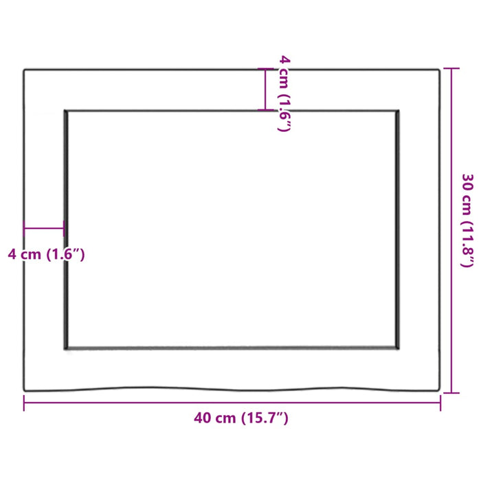 Blat de baie, maro deschis, 40x30x(2-4) cm, lemn masiv tratat