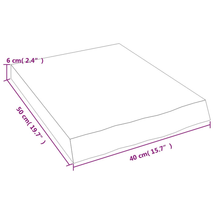 Blat de baie, maro deschis, 40x50x(2-6) cm, lemn masiv tratat