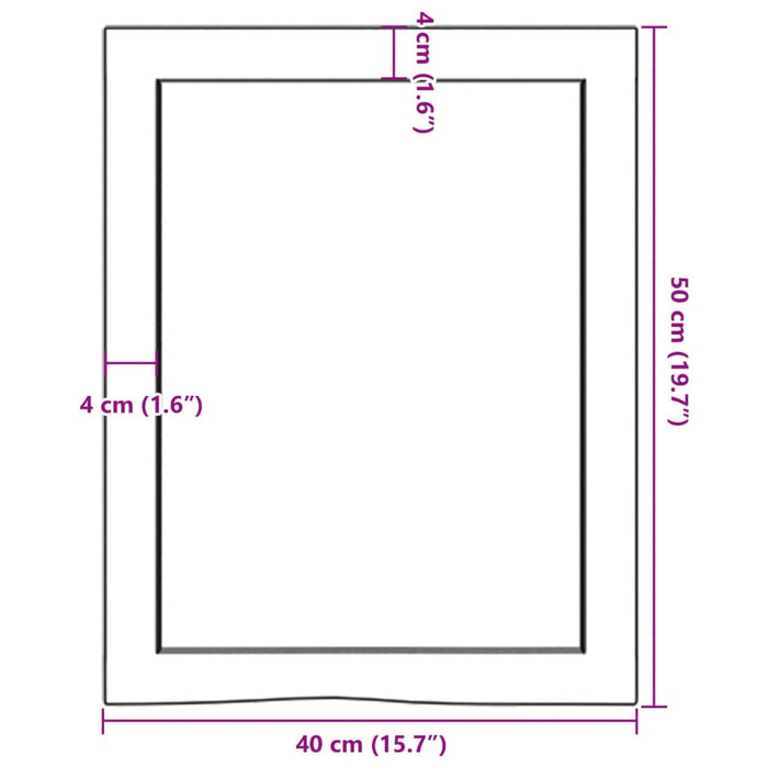 Blat de baie, maro deschis, 40x50x(2-6) cm, lemn masiv tratat