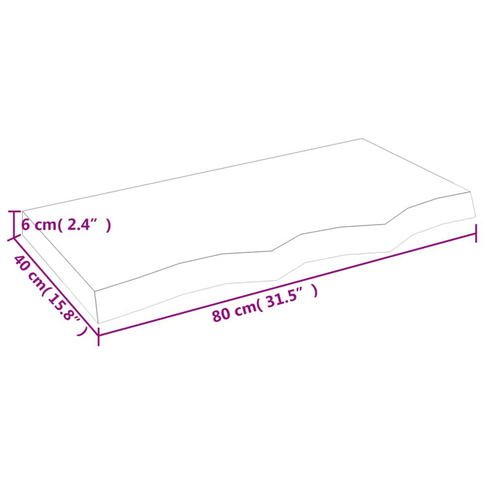 Blat de baie, maro închis, 80x40x(2-6) cm, lemn masiv tratat