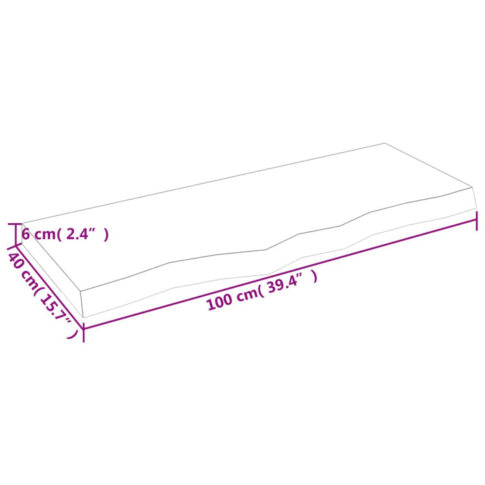 Blat de baie, maro închis, 100x40x(2-6) cm, lemn masiv tratat