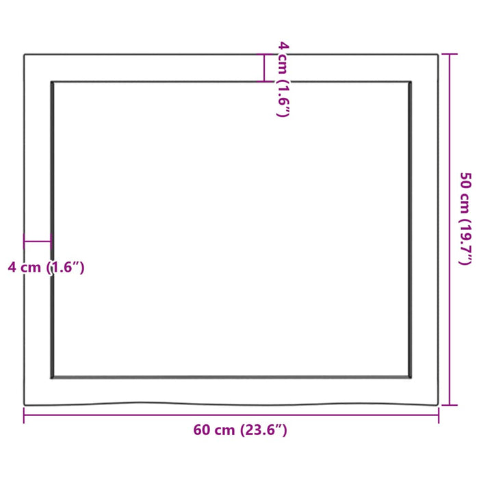 Blat de masă, 60x50x(2-6) cm, lemn masiv de stejar netratat