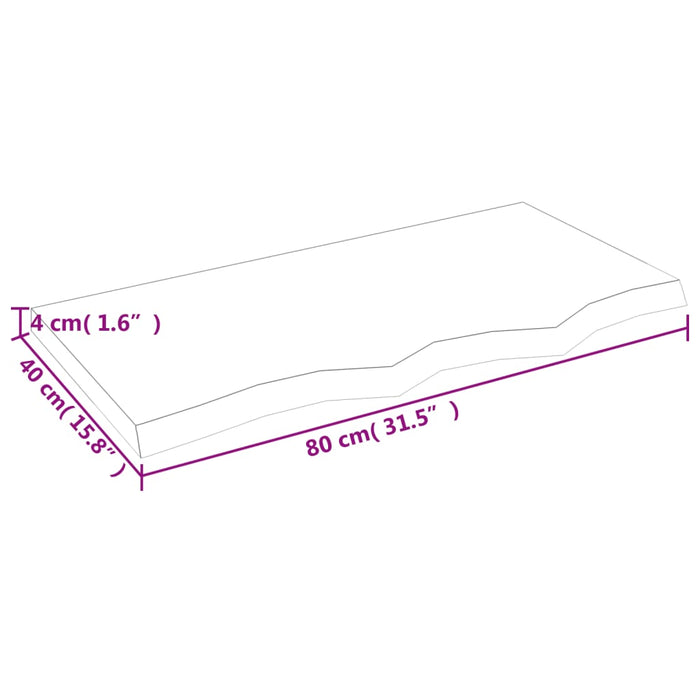 Blat de masă, 80x40x(2-4) cm, lemn masiv de stejar netratat