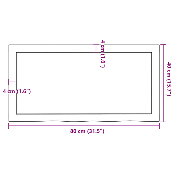 Blat de masă, 80x40x(2-4) cm, lemn masiv de stejar netratat