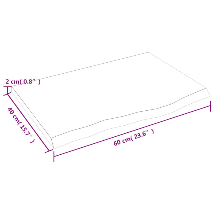 Blat de masă maro închis 60x40x2cm, lemn masiv de stejar tratat