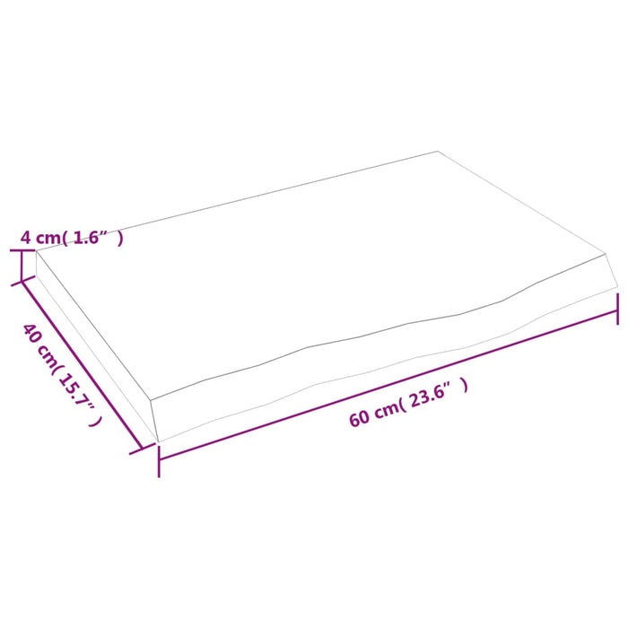 Blat de masă maro 60x40x(2-4) cm, lemn masiv stejar tratat